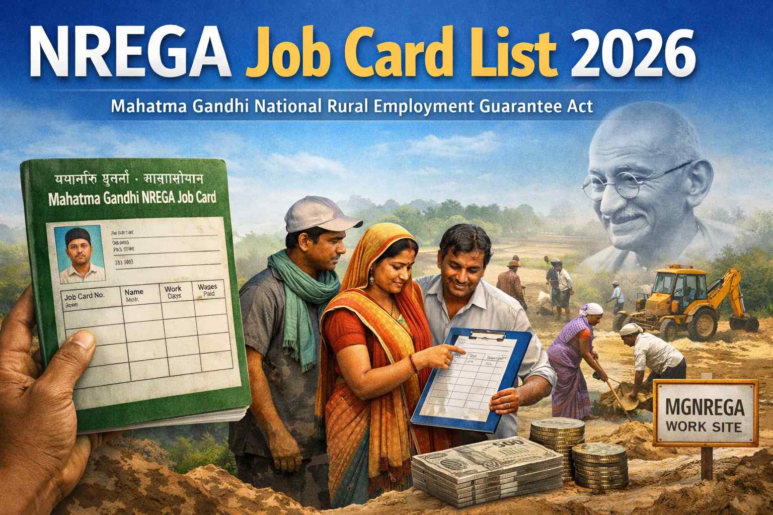 NREGA Job Card List 2026 – Check job card details, work days and wage records